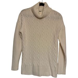 Talbots Cream Turtleneck Cable Sweater. Long Sleeve. Womens. Sz M
